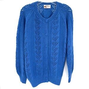 Vintage Fotrama Alpaca Button Front Hand Made Blue Cardigan Women’s Sweater